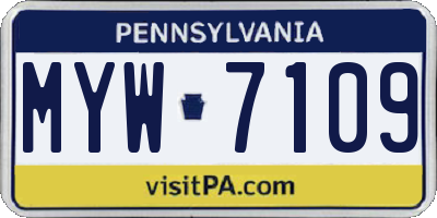 PA license plate MYW7109