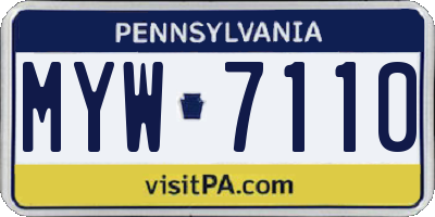 PA license plate MYW7110