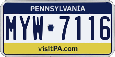 PA license plate MYW7116