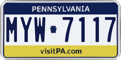 PA license plate MYW7117