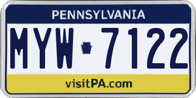 PA license plate MYW7122