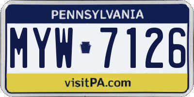 PA license plate MYW7126