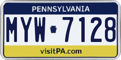 PA license plate MYW7128