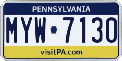 PA license plate MYW7130