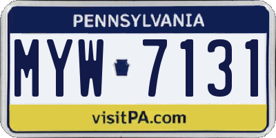 PA license plate MYW7131