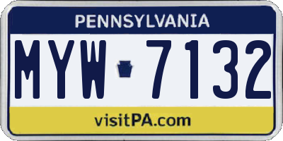 PA license plate MYW7132