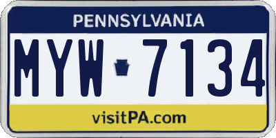 PA license plate MYW7134
