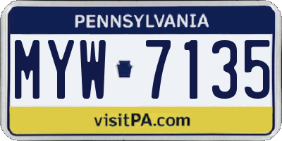 PA license plate MYW7135