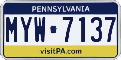 PA license plate MYW7137