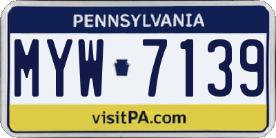 PA license plate MYW7139