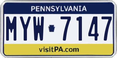 PA license plate MYW7147
