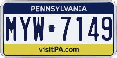 PA license plate MYW7149