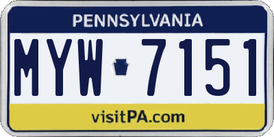 PA license plate MYW7151