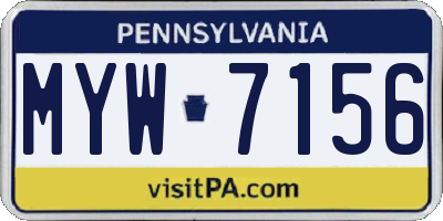 PA license plate MYW7156