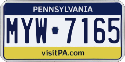 PA license plate MYW7165