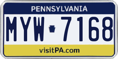 PA license plate MYW7168