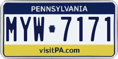 PA license plate MYW7171