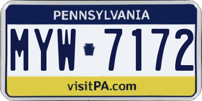 PA license plate MYW7172