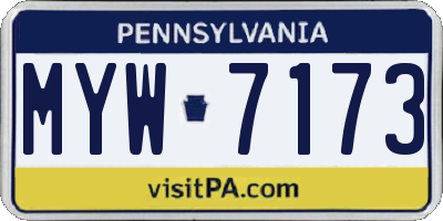 PA license plate MYW7173
