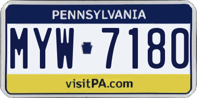 PA license plate MYW7180
