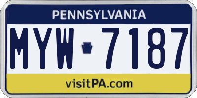 PA license plate MYW7187