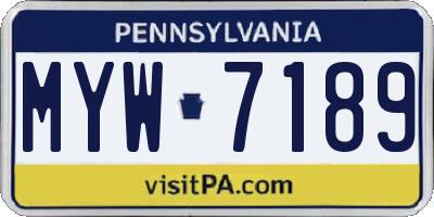 PA license plate MYW7189