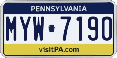 PA license plate MYW7190