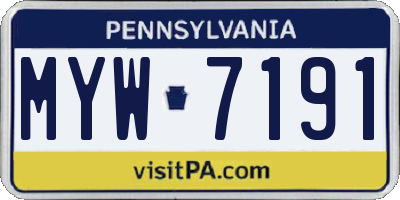 PA license plate MYW7191