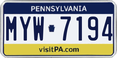 PA license plate MYW7194
