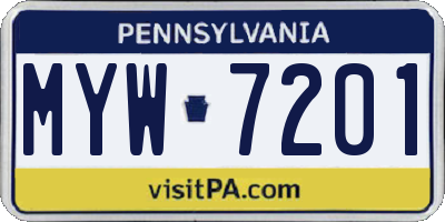 PA license plate MYW7201