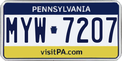 PA license plate MYW7207