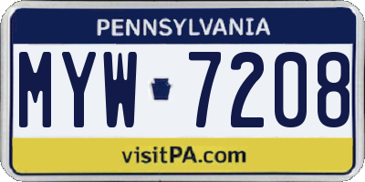 PA license plate MYW7208