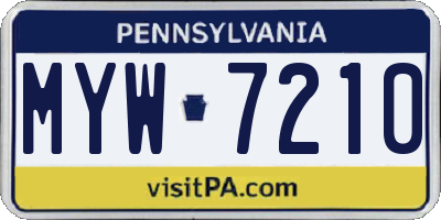 PA license plate MYW7210