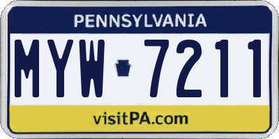 PA license plate MYW7211