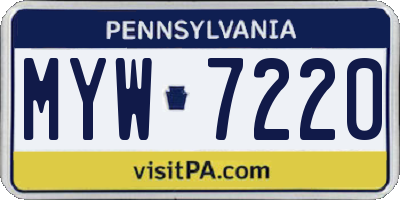 PA license plate MYW7220