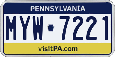 PA license plate MYW7221