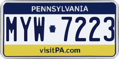 PA license plate MYW7223