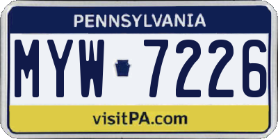 PA license plate MYW7226