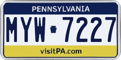 PA license plate MYW7227