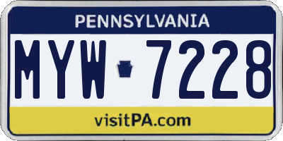 PA license plate MYW7228