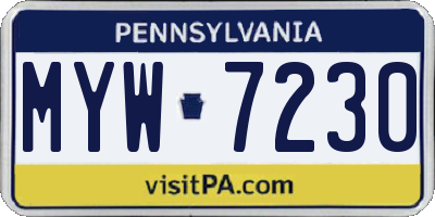 PA license plate MYW7230