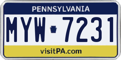 PA license plate MYW7231