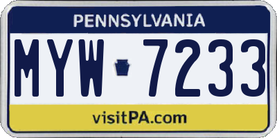 PA license plate MYW7233