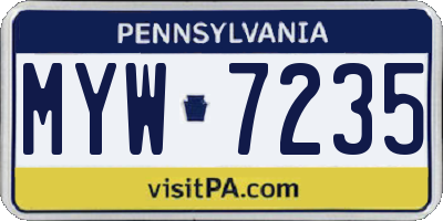 PA license plate MYW7235