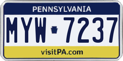 PA license plate MYW7237
