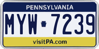 PA license plate MYW7239