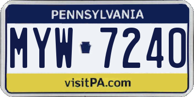 PA license plate MYW7240
