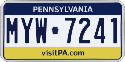 PA license plate MYW7241