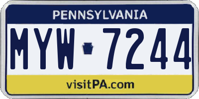 PA license plate MYW7244