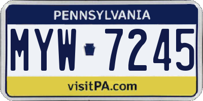 PA license plate MYW7245